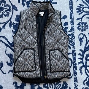 J Crew Black and White Herringbone Vest XS